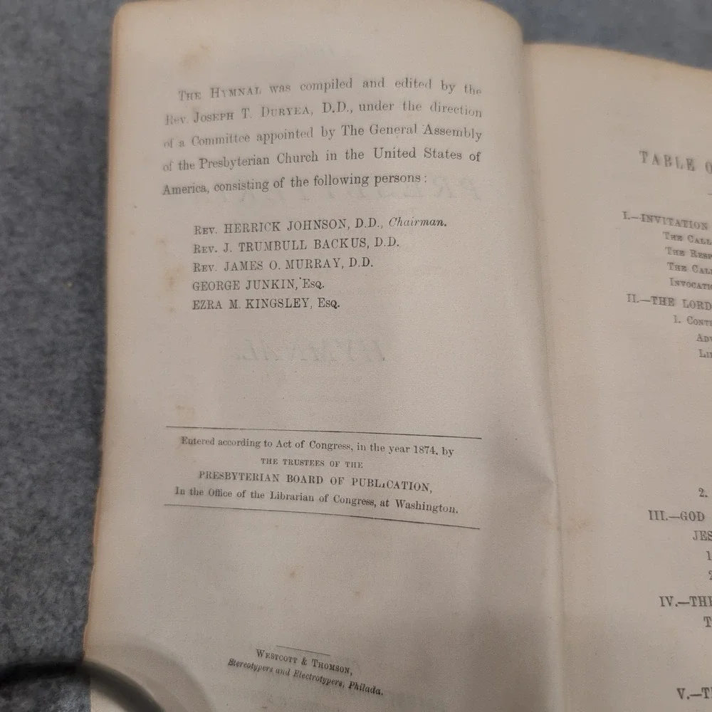 The Presbyterian Hymnal 1874 Philadelphia Presbyterian Board of Publication Book - Picture 2 of 6